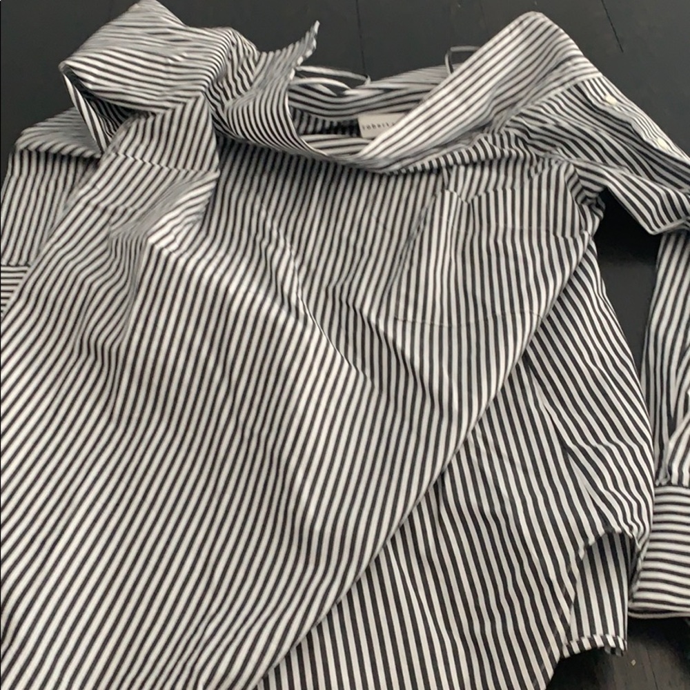 Robert rodriguez striped long off shoulder top